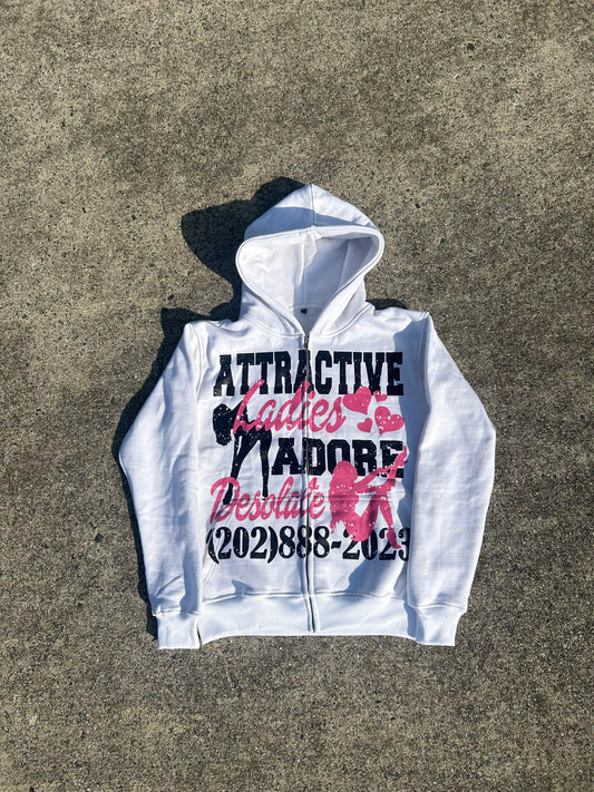 Desolate "Adore" Zip Up (Black and White)